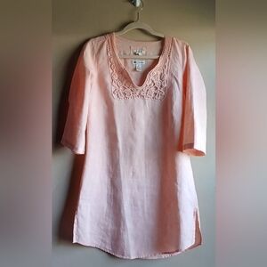 MALVIN CORAL 100% LINEN DRESS